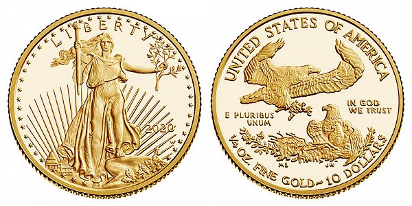 2020 W Proof Quarter Ounce American Gold Eagle - 1/4 oz Gold $10 