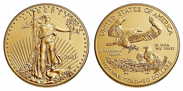 2021 Bullion One Ounce American Gold Eagle - 1 oz Gold $50