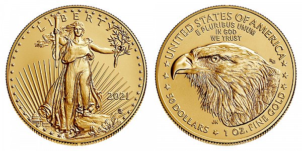 2021 Bullion One Ounce American Gold Eagle - 1 oz Gold $50 - Type 2 