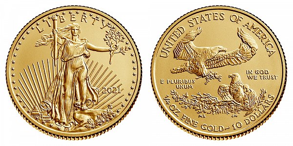 2021 Quarter Ounce American Gold Eagle Bullion - 1/4 oz Gold $10 