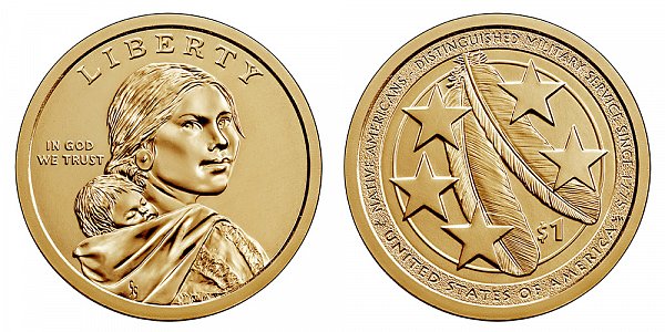 2021 P Sacagawea Native American Dollar - Distinguished Military Service Since 1775 