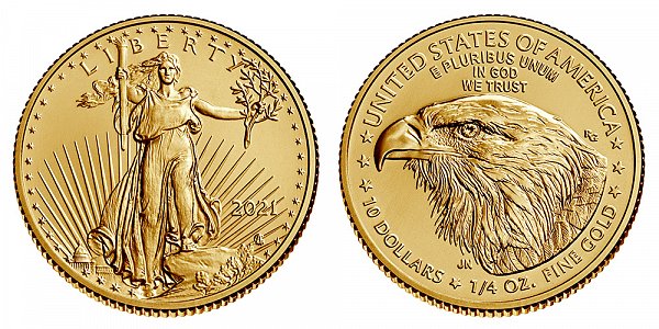2021 Quarter Ounce American Gold Eagle Bullion - 1/4 oz Gold $10 - Type 2 
