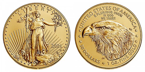 2021 W Burnished Uncirculated One Ounce American Gold Eagle - 1 oz Gold $50 