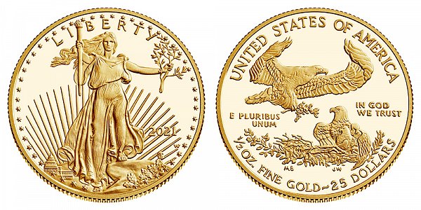 2021 W Proof Half Ounce American Gold Eagle - 1/2 oz Gold $25 - Type 1 