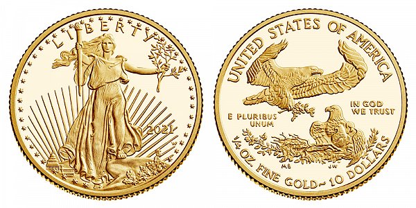 2021 W Proof Quarter Ounce American Gold Eagle - 1/4 oz Gold $10 - Type 1