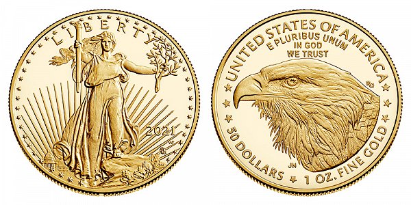 2021 W Proof One Ounce American Gold Eagle - 1 oz Gold $50 - Type 2 