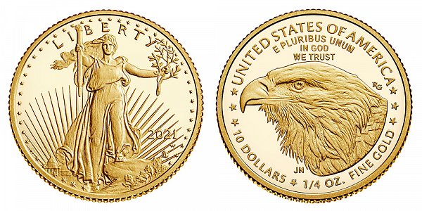 2021 W Proof Quarter Ounce American Gold Eagle - 1/4 oz Gold $10 - Type 2 