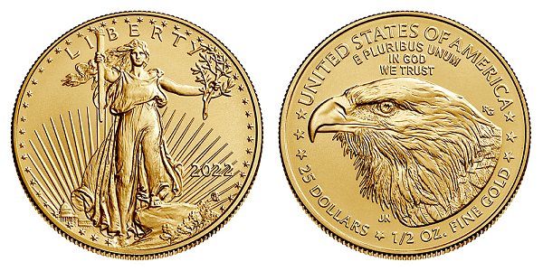 2022 Half Ounce American Gold Eagle Bullion - 1/2 oz Gold $25 