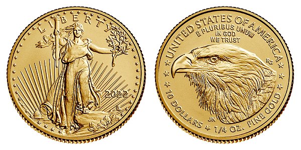 2022 Quarter Ounce American Gold Eagle Bullion - 1/4 oz Gold $10 