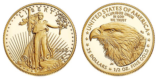 2022 W Proof Half Ounce American Gold Eagle - 1/2 oz Gold $25 
