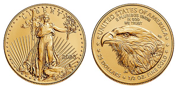 2023 Half Ounce American Gold Eagle Bullion - 1/2 oz Gold $25 