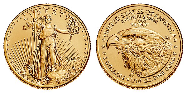 2023 Tenth Ounce American Gold Eagle Bullion - 1/10 oz Gold $5 
