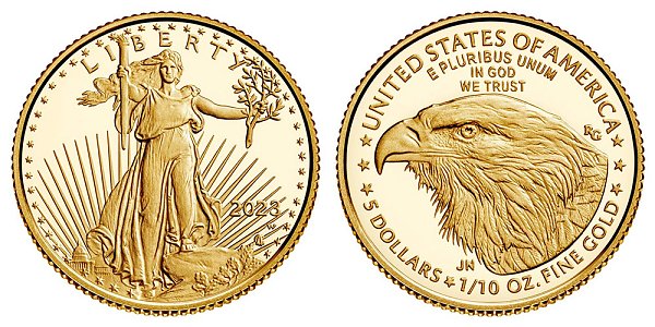 2023 W Proof Tenth Ounce American Gold Eagle - 1/10 oz Gold $5 