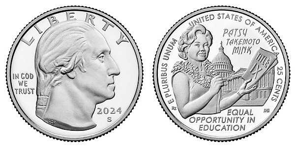 2024 S Silver Proof Patsy Takemoto Mink American Women Quarter