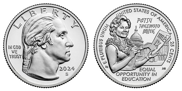 2024 S Uncirculated Patsy Takemoto Mink American Women Quarter 