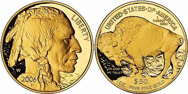 2006 W Proof One Ounce Gold American Buffalo - 1 oz Gold $50 