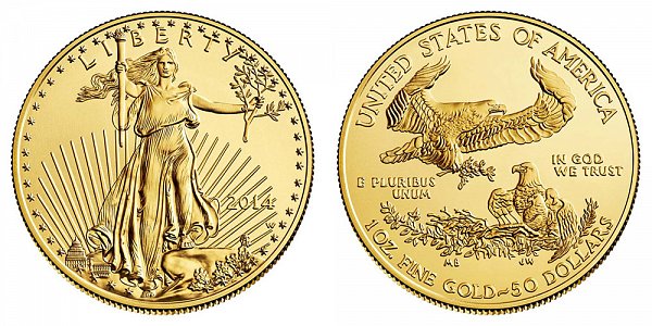 2014 W American Gold Eagle - Burnished $50 1oz One Ounce Gold