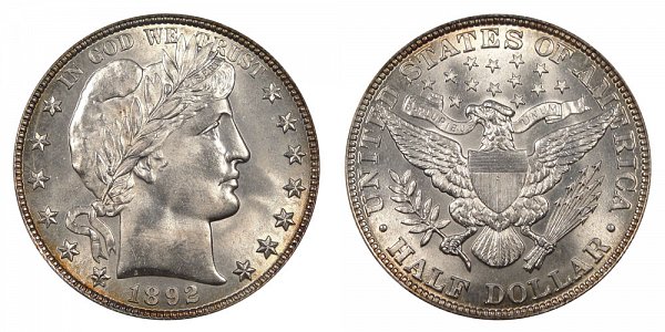 1892 Barber Silver Half Dollar 