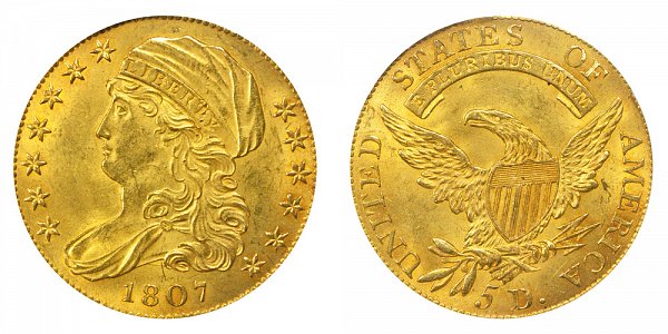 1807 Capped Bust $5 Gold Half Eagle - Five Dollars 