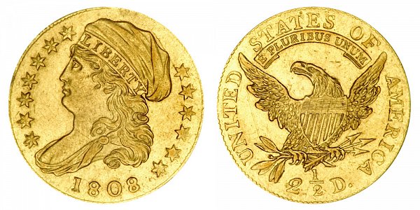 1808 Capped Bust $2.50 Gold Quarter Eagle - 2 1/2 Dollars 