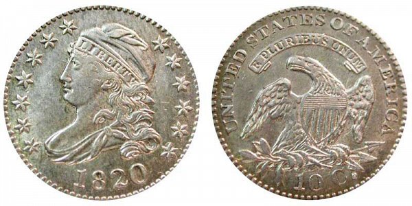 1820 Large 0 Capped Bust Dime 