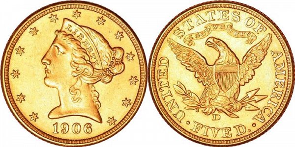 Coronet Head Gold $5 Half Eagle Type 2 - With Motto - Liberty Head - Early Matron Gold Coins US Coin