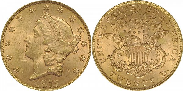 Coronet Head Gold $20 Double Eagle Liberty Head - Twenty D - With Motto US Coin