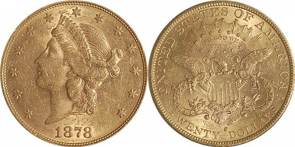 Coronet Head Gold $20 Double Eagle Liberty Head - Twenty Dollars US Coin