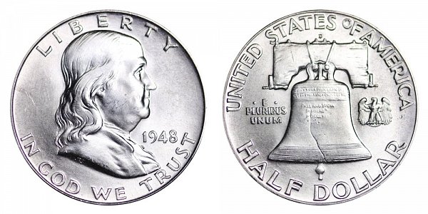 1948 D Franklin Silver Half Dollar 