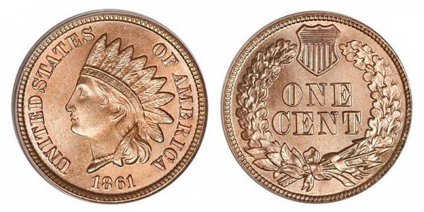 1861 Indian Head Cent Penny - Copper-Nickel CN 