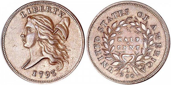 Liberty Cap Half Cent with head facing left