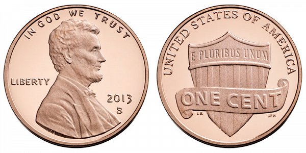 2013 S Lincoln Shield Cent Penny 