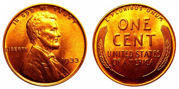 1933 Lincoln Wheat Cent Penny 