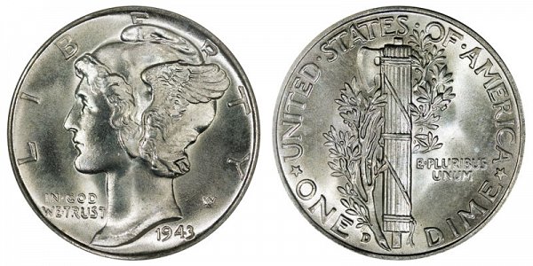 1943 D Silver Mercury Dime 