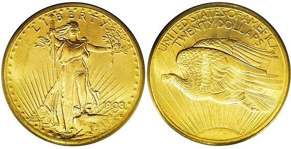 Saint Gaudens Gold $20 Double Eagle No Motto - In God We Trust US Coin