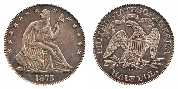 1875 CC Seated Liberty Half Dollar 