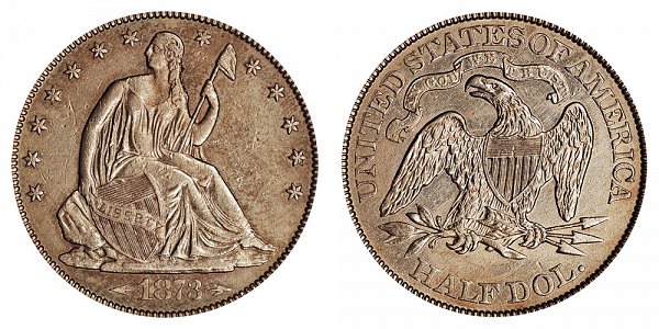 1873 CC Seated Liberty Half Dollar - With Arrows At date 