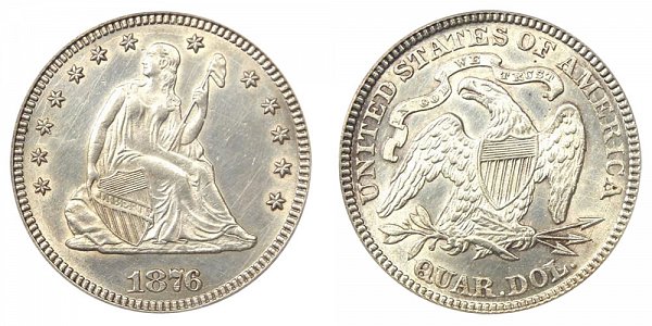 1876 Seated Liberty Quarter