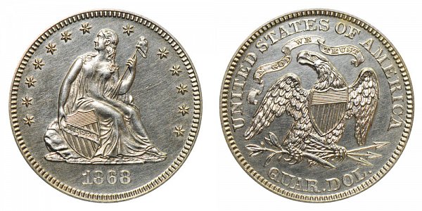 1868 Seated Liberty Quarter 