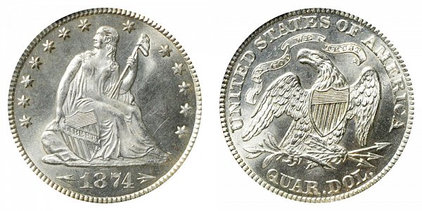 1874 Seated Liberty Quarter 