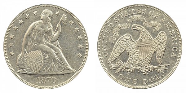 1870 Seated Liberty Silver Dollar 