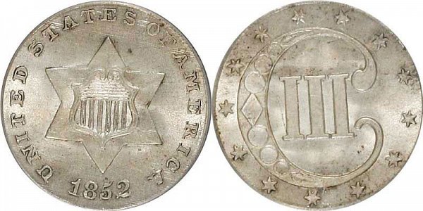 Silver 3 Cent Piece designed by James Longacre