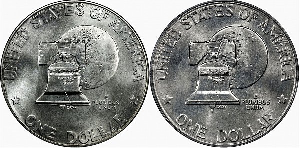 Type 1 vs Type 2 Bicentennial Eisenhower Dollar