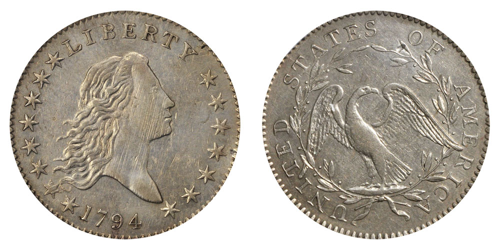 flowing hair half dollar