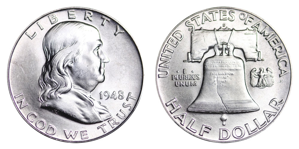 1 Classic Avg Circulated 90% Silver $.50 1948-1963 Franklin Half Dollar U.S 