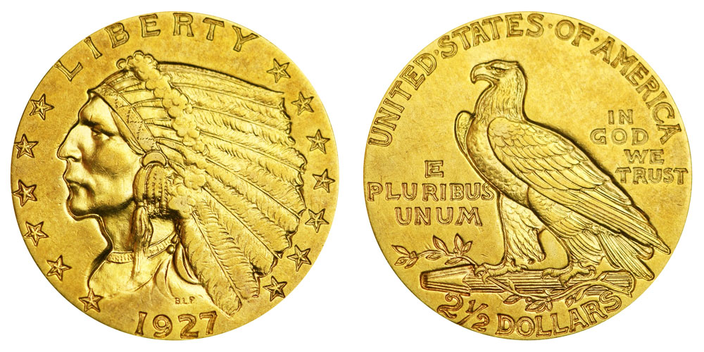 1927 Indian Head Gold 250 Quarter Eagle Early Gold Coins Coin Value