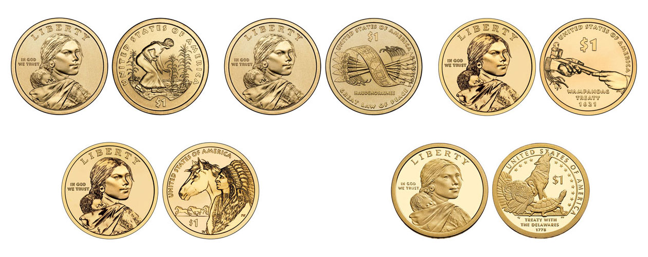 $1 Native American "Jim Thorpe 2018 P&D WA-THO-HUK"  Golden Dollar Set 
