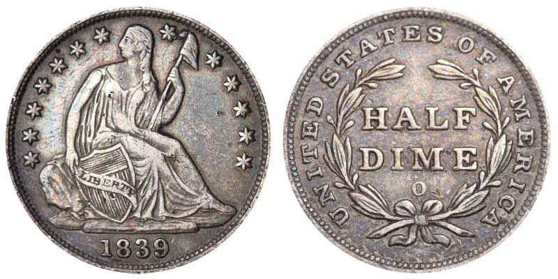 seated liberty half dime